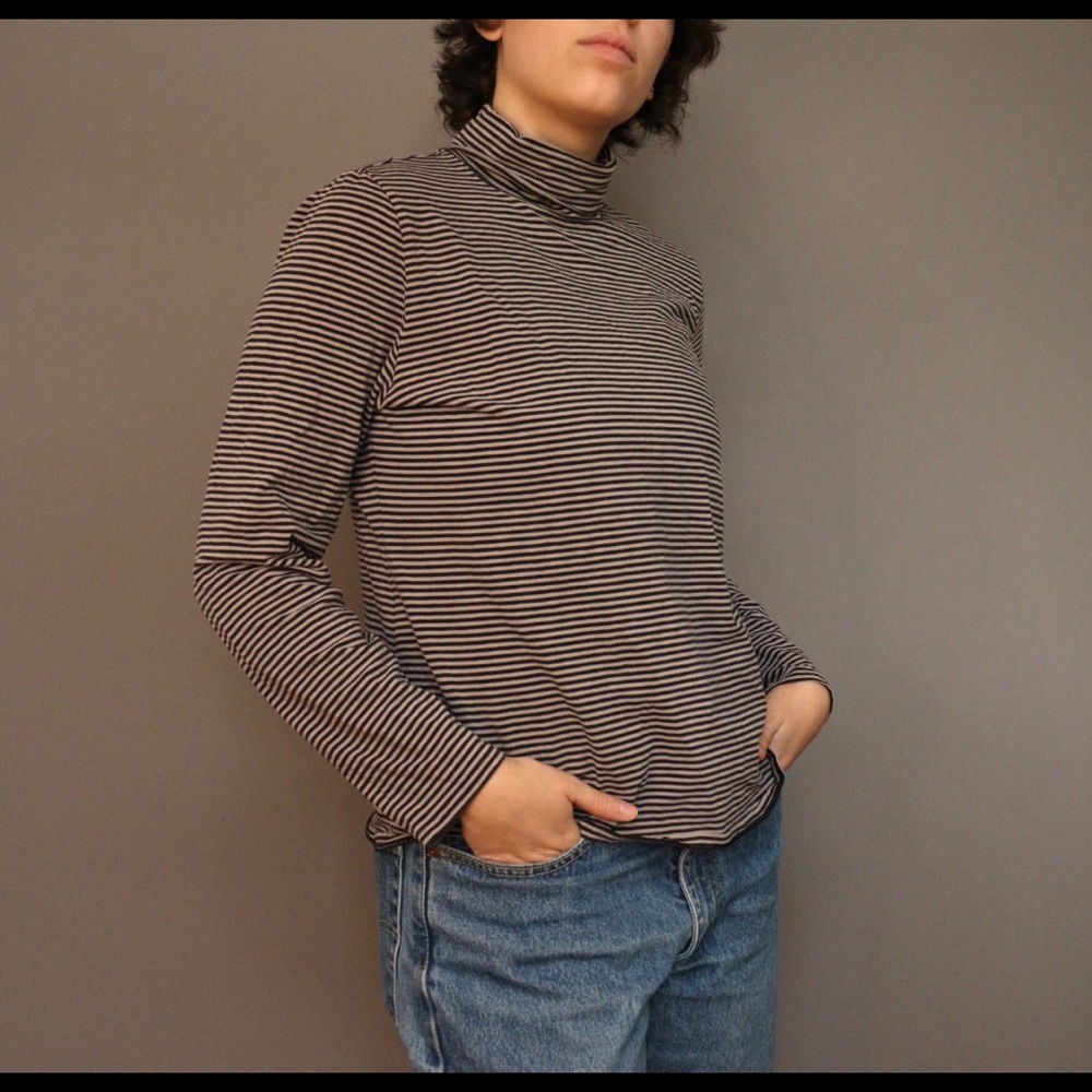 Striped Gray Turtleneck Shirt